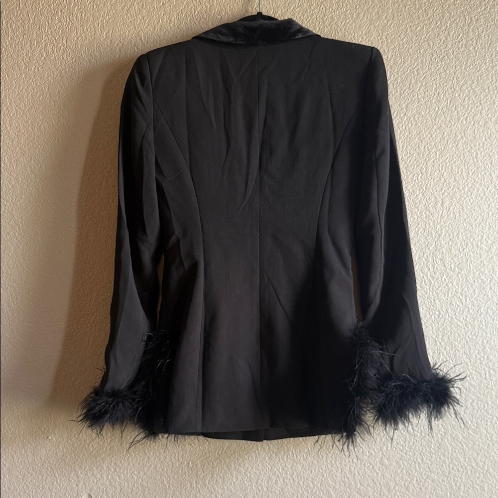 Fashion Nova Black Blazer with Faux Fur Accents - Picture 2 of 2